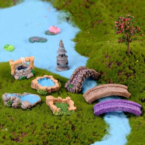 DIY Miniature Mini Water Pool Tree House Fairy Garden Lawn Ornament For Mountain Dollhouse Home Decor Craft