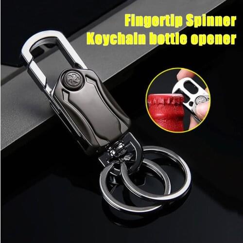 Multifunctional Heavy Duty Keychain Corkscrew 3 in 1 360-Degree Rotating Bearing Fidget Spinner Key Ring Bottle Opener