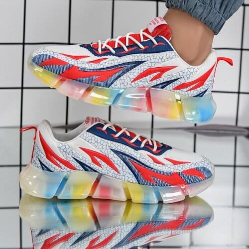 Mens TPU wear-resistant non-slip sneakers new running shoes mens sports breathable lightweight lace-up elastic casual shoes