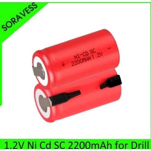 Ni-Cd 1.2V SC battery 2200mah Rechargeable Batteries Sub C nimh cell with welding pins tab for vacuum cleaner electric drill