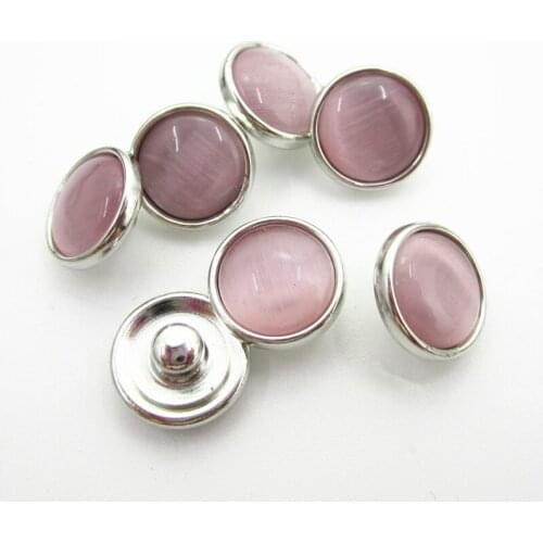 New 30pcs/lot Pink Opal Cats-Eys Stone Snap Buttons for 12mm Snap Bracelet Bangles DIY Snap Jewelry Pendants Charms