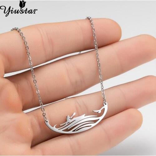 Yiustar Men Bijoux Sport Kayaking Necklace Ocean Wave Surfing Boating Collares Stainless Steel Jewelry for Women Hommes Gifts
