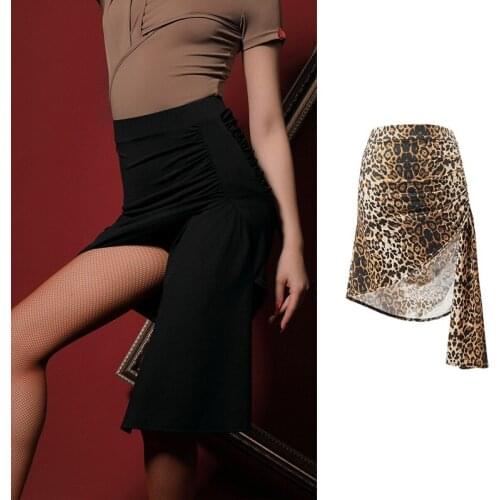 Latin Dance Dress Women Sexy Leopard/Black Practice Clothes Professional Latin Performance Stage Clothing Rumba Dancewear VO1439
