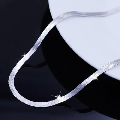 Flat Necklace Silver Color Snake Chain Geometric Blade Short Necklace Mens and Womens Gift Jewelry Simple Temperament Jewelry