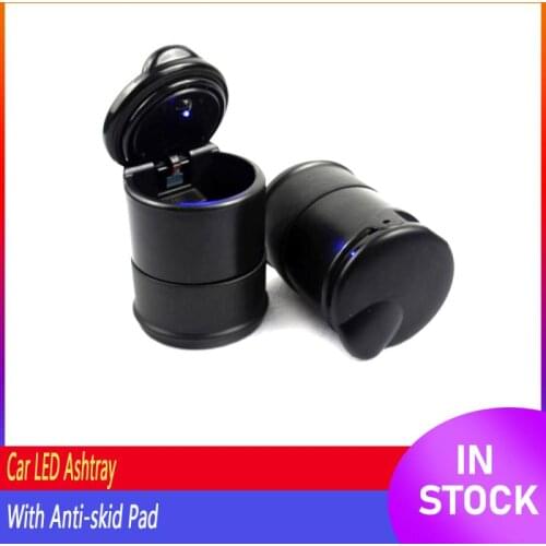 Practical Car LED Ashtray Flame Retardant Vehicular Ashtray With Anti-skid Pad With Blue Light Safe Interior Accessories