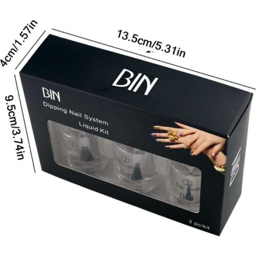 3pcs/set 15ML Nail Color Dip Dipping Powder Pro Polish Starter Kit Base Top Coat Activator