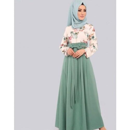 S-2XL Turkey Muslim Ladies Long Skirt Middle East Ethnic Style Long Sleeve Dress 2021 Spring And Autumn New Leisure Dubai Abaya