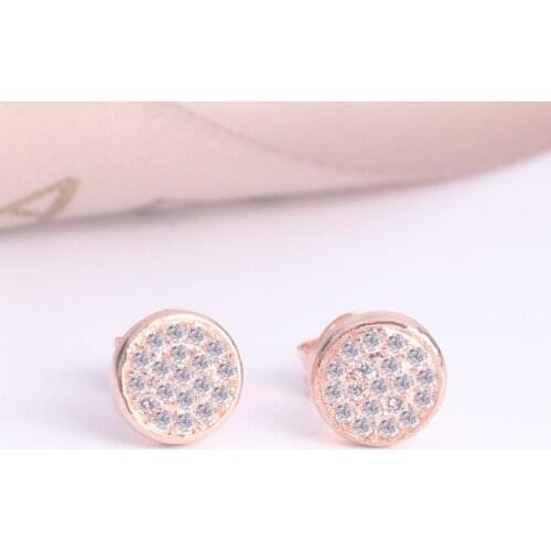 Stud Earrings Zircon Rose Gold Fashion Earring for Women Lotus Shape Simple Wedding Party Literary Gift Lady Jewelry Earring