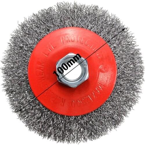 100mm Stainless Steel Wire Brush Bevel Polishing Wheel Rust Remover Brushes For Angle Grinder Electric Drill M14 Thread