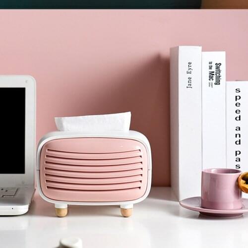 Cute Mini Radio Shape Tissue Holder Boxes Napkin Storage Box Container Home Office Restaurant Desktop Decor Household Gadget