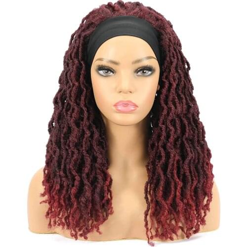 Synthetic Headband Wig Locs Wigs for Black Women Soft Locs Braids Wig Synthetic Heat Resistant Fiber Burgundy Red Brown Color