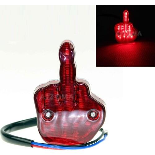 Motorcycle LED Brake Stop Tail Light Red Middle Finger Running Lamp Taillight for Harley Honda Cafe Racer Bobber Chopper