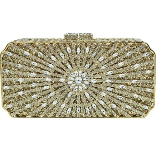 XIYUAN Dazzling Crystal Women Evening Box Clutch Bag Wedding Bridal Minaudiere Handbags Purses Ladies Party Clutches gift bags
