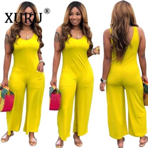XURU Europe and America sexy round neck sleeveless wide leg jumpsuit 2019 new hot womens nightclub jumpsuit