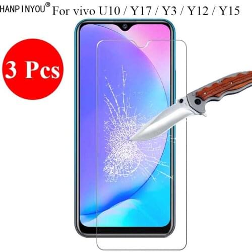 3 Pcs/Lot New 9H 2.5D Tempered Glass Screen Protector For vivo U10 / Y17 / Y3 / Y12 / Y15 6.35" Protective Film + Clean Tools