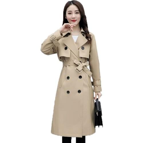 Multicolor Windbreaker Ladies Mid-length 2020 Large Size Coat Female New Double-breasted Fashion Windbreaker Jacket Trenchcoat