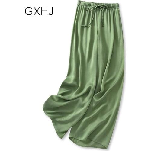 Womens long trousers summer Classic Wide Pants Floor-Length Pleated Loose Women Trousers Wide Leg Pants Vintage Female pant