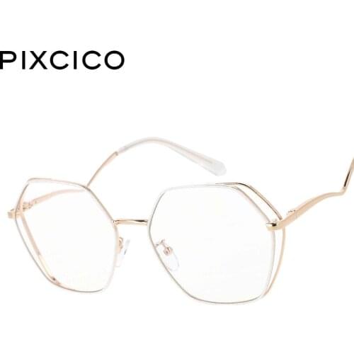 53202 Lentes De Descanso Luz Azul Metal Ladies Eyewear Big Hexagon Decorative Vintage Gaming Computer Glasses Womens Spectacles