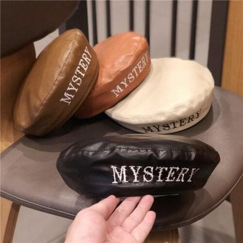 Women Girl Beret French Artist Warm Wool Winter Beanie Hat Cap Vintage Plain Beret Hats Solid Color Elegant Lady Leather Caps