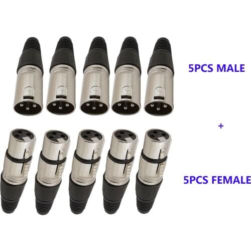 10PCS 3Pin XLR Microphone Audio Connectors Soldering Type Male and Female Cannon Plug Cable Terminals for MIC