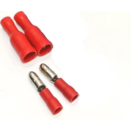 100pcs (50set/lot) Insulated Crimp Terminals 4MM Red Insulated Female Male Bullet Butt Connector Crimp Terminals