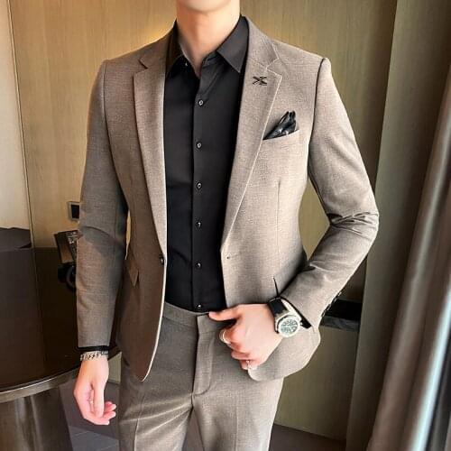 2020 spring new handsome suit casual suit groom wedding dress male youth business fashion male suit S-4XL