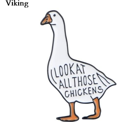 20pcs/lot Look at All Those Chickens Cartoon Badges Funny Duck Pin Skirt Jacket Backpack Pin Collar Pin Jewelry G0811