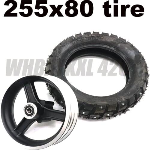 255x80 Snow Tire wheel hub And Outside Tire Thickening Electric Scooter 10 Inch Cross Land Anti Skid Pedal Roller For Zero 10x