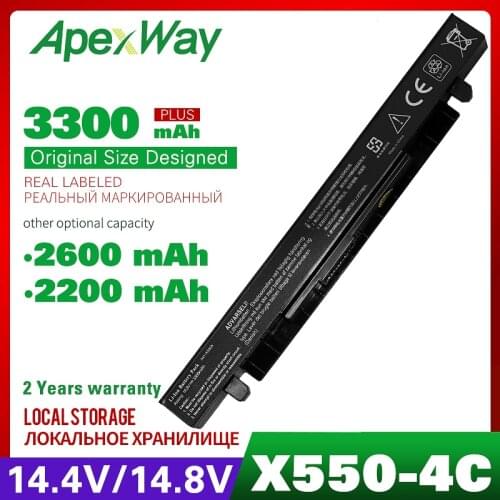 Apexway A41-X550A A41-X550 Battery For Asus A450 X550L A550 a41 x550a F550 F552 X450 X550 X550A X550CA X550C K550 P450 P550 R409