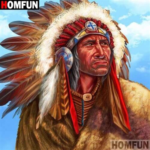 HOMFUN 5D Diamond "Man feather" Diamond Embroidery Full Round/ Square Diy Diamond Painting Cross Stitch Home Decor A26076