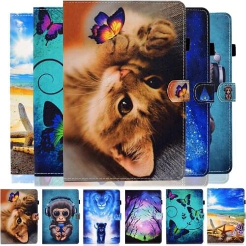 Cute Cat Lion Tablet Cover For Samsung Tab A7 Lite 8.7 2021 Case Wallet Stand Shell For Galaxy Tab A7 Lite T220 T225 Case Kids