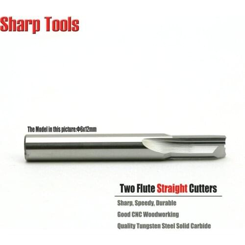 Clean Cut! 5pcs 6x12mm 2 Straight Flute Tools, Solid Carbide Milling Cutters, CNC Cutting Carving Bits on MDF, Wood, Foam, Acryl