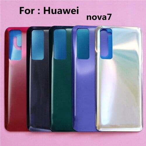 For Huawei nova7 Back Battery Cover Door Rear Glass 6.53" For nova 7 5G Housing Case glass Shell Replacement Coque