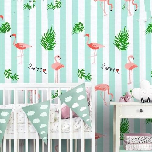 Flamingo Wall Sticker for Kids Rooms Bedroom Decorations Wallpaper Mural Home Art Wall Decals Cartoon Waterproof Stickers