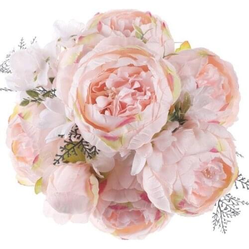 Artificial flower Peony 7Kafalı Big size Bunch Silk Fabric Pink decoration artificial flower искусственный цветок