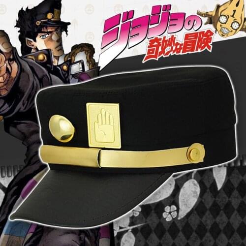 Anime JoJo Bizarre Adventure Cosplay Cap Jotaro Kujo Joseph Hat Army Military JOJO Caps Hats Badges Anime Cosplay Props