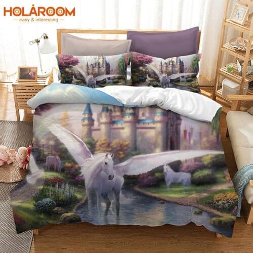 Polyester fabric Duvet Cover Sets Unicorn Pattern Duvet Cover with Pillowcase Single/Double/Queen/King 3d Printed Bedding Set