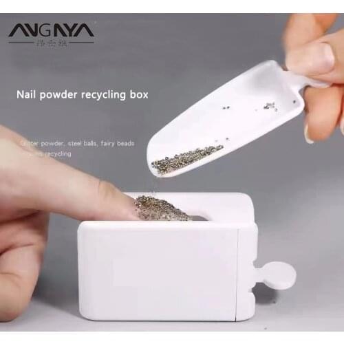 French Nail Recycling Powder Box Glitter Magic Dipping Powder Recycling Tray Nails Glitter Storage Collection Box Manicure