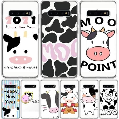Cow High Quality Classic Happy New Year Phone Case for Samsung Galaxy S10 S20 Ultra Note 10 9 8 S9 S8 S7 J4 J6 J8 Plus Lite + Po