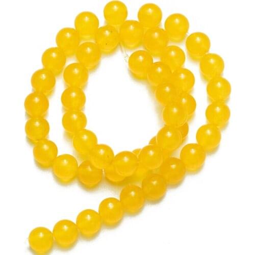 Wholesale Yellow Jades Natural Stone Round Loose Beads 4 6 8 10 12 14mm for Jewelry Making Accessories Bracelet DIY