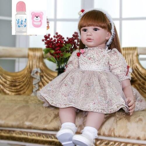 60cm big Reborn silicone Baby Doll 24inch Princess Toddler clothes modeling Accompany Doll Birthday Gift Present Kid Girl Boneca