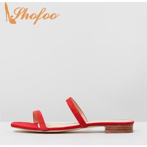 Summer Red Black Beach Flat Sandals Woman Low Heels Slides Large Size 11 15 For Ladies Holiday Slippers Shoes Casual Comfortable