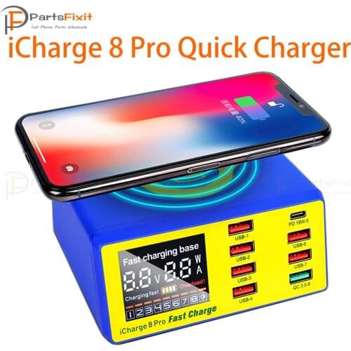 MECHANIC 8 8pro Port 10W LCD Digital Display Fast Charger USB Smart Charge Support QC 3.0 Wireless Charging for Mobile Phone