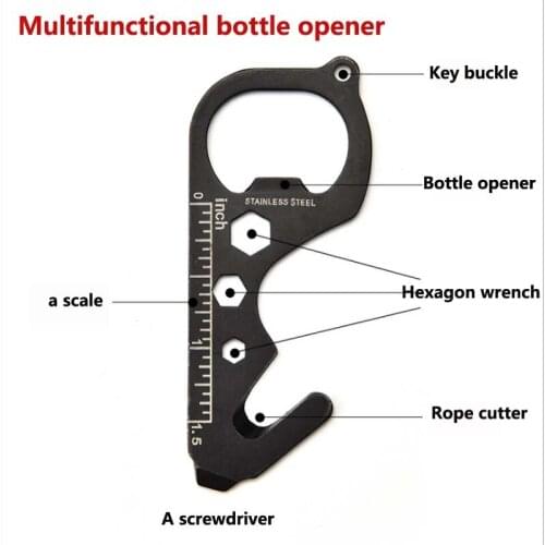 Multifunctional card tool card bottle opener screw driver key chain portable can opener gift