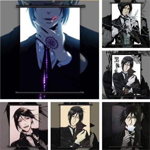 Home Decoration Wall Artwork Painting Plastic Black Butler Sebastian Hanging Scrolls Modern Anime Canvas Print Picture Poster