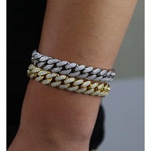 New arrived Men Cuban Link Chain Bracelet Shiny 5a cubic zircon paved Inlaid Bangle Jewelry fashion hip hop jewelry gift