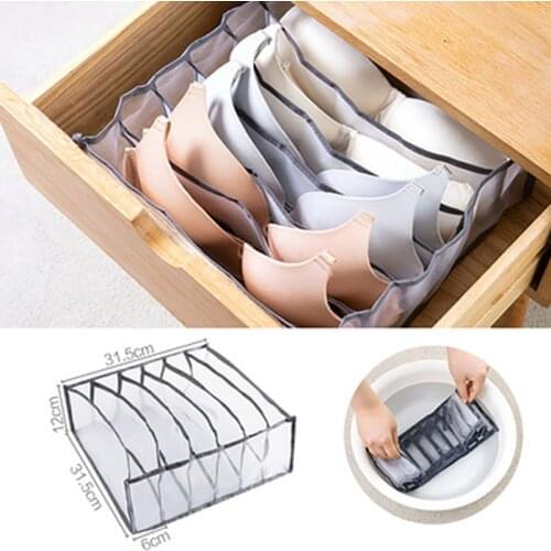 Organizer Dormitory Socks Home Separated Underwear Storage Box 6 Grids Bra Organizer Foldable Drawer Organizer