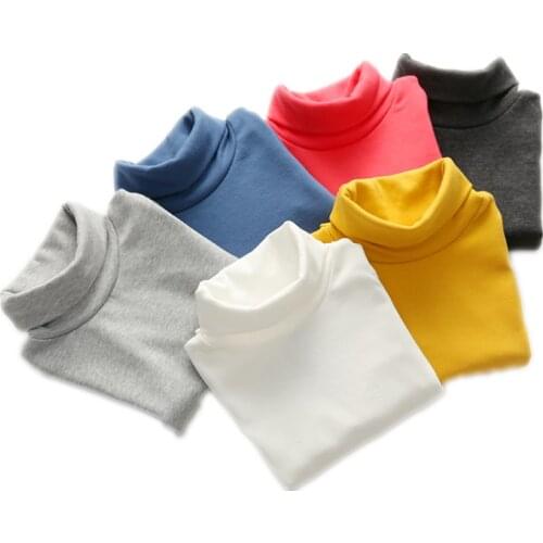 Autumn Winter Kids Turtleneck Children Sweater 10 Solid Colors Girls Sweater Boys Pullover Basic Shirt 2-10 years