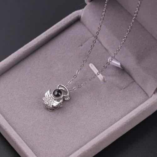 Romantic Little Angel Love Memories Necklace Collar One Hundred Kinds I Love You Language Projective Charming Necklace