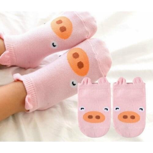 A Pair Piggy Socks Kids Soft Cotton Socks Boy Girl Baby Cute Cartoon Warm Stripe Dots Fashion School Socks Autumn Winter